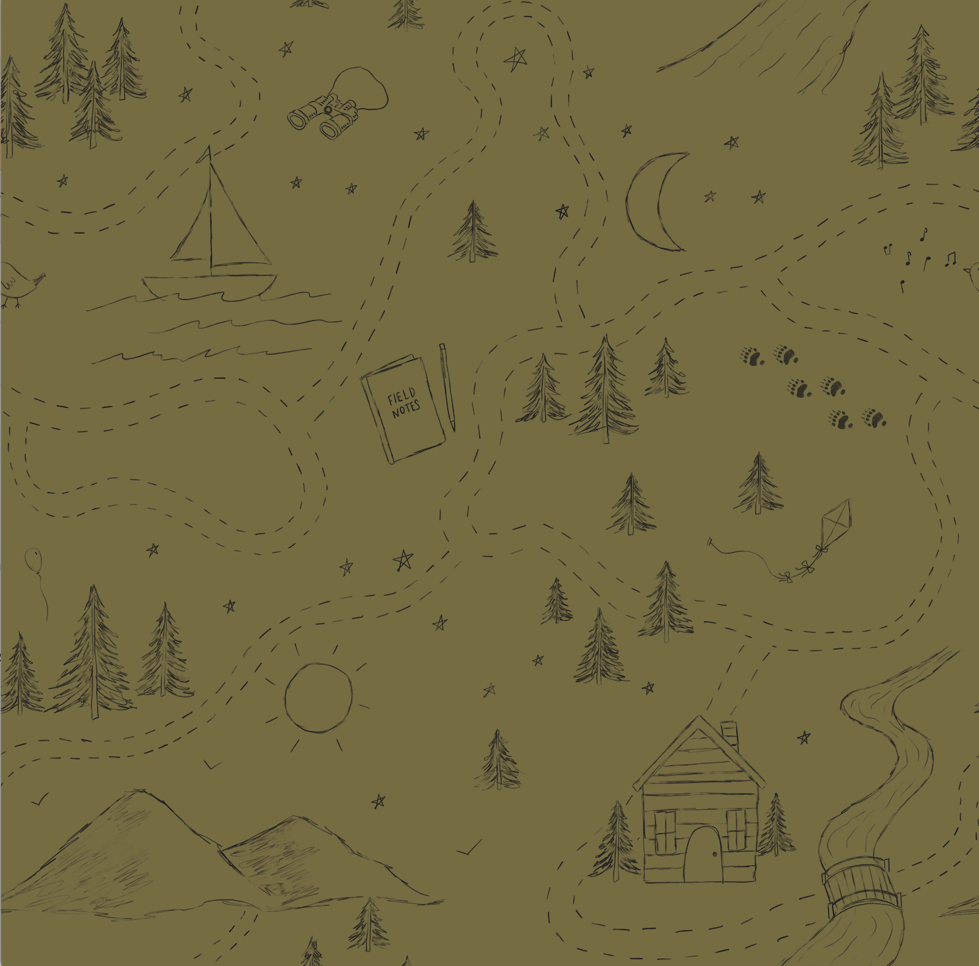 Michael Wallpaper by Christy Beasley - Sample 1 foot by 1 foot / Green and Black - Loomwell Home Goods