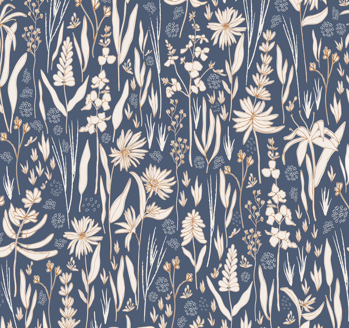 Rey Wallpaper by Antonela Fulir - Sample 1 foot by 1 foot / Dark Blue - Loomwell Home Goods