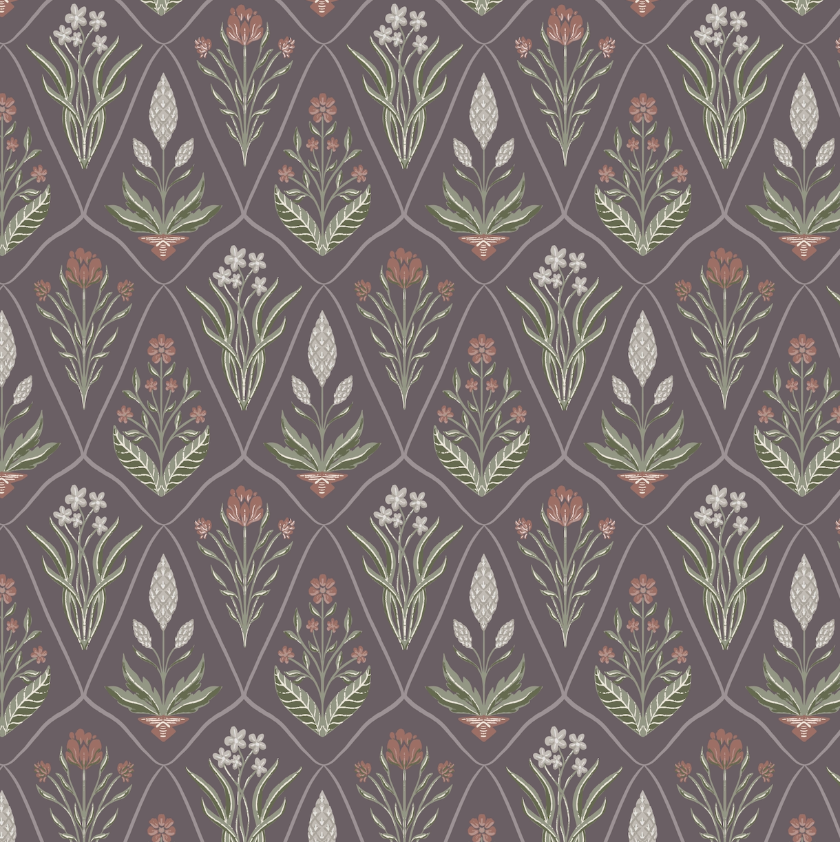 Alexandra Wallpaper by Lisee Ree - Sample 1 foot by 1 foot / Plum - Loomwell Home Goods