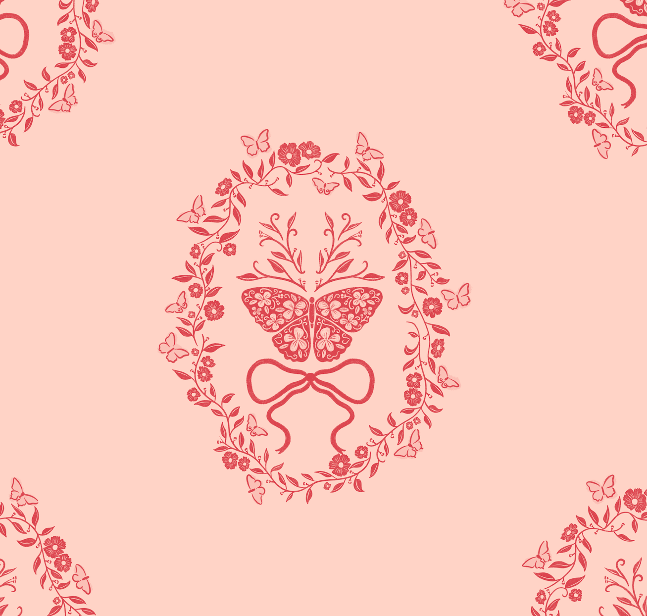 Mallory Wallpaper by The Beau Studio - Sample 1 foot by 1 foot / Pink - Loomwell Home Goods