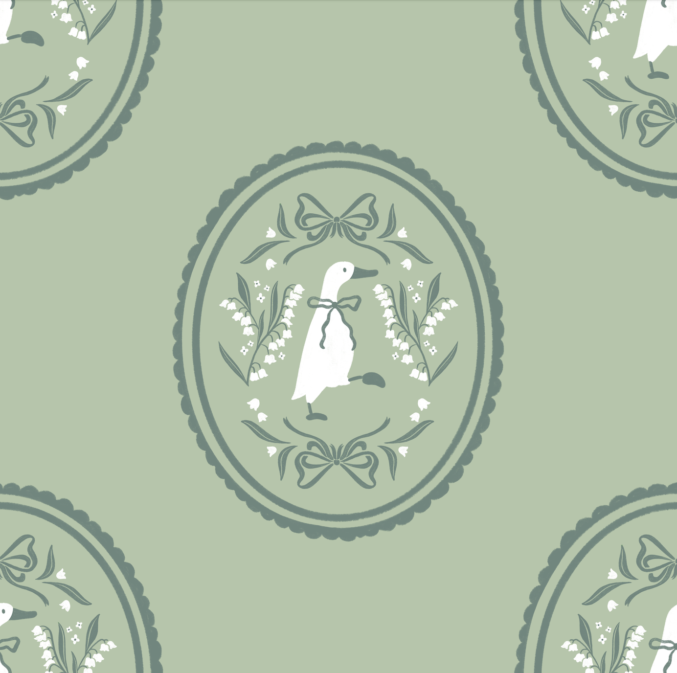 Gemima Wallpaper by The Beau Studio - Sample 1 foot by 1 foot / Green - Loomwell Home Goods