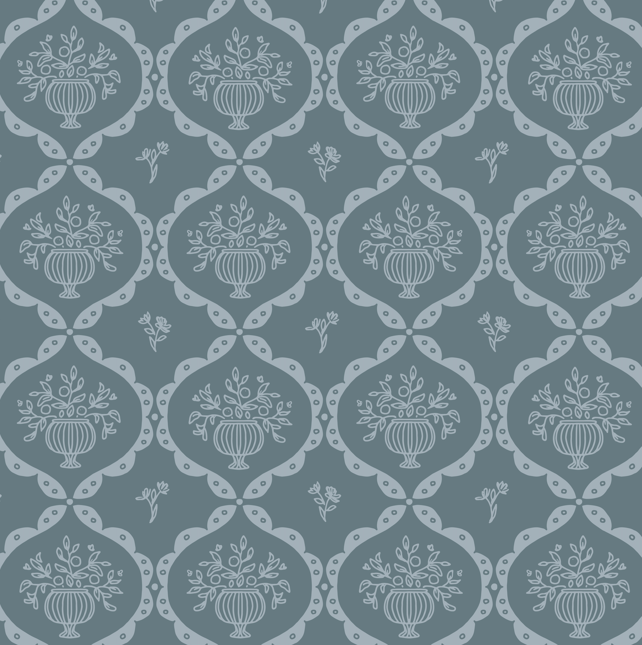 Sawyer Wallpaper by Mackenzie Nelson - Sample 1 foot by 1 foot / Denim - Loomwell Home Goods