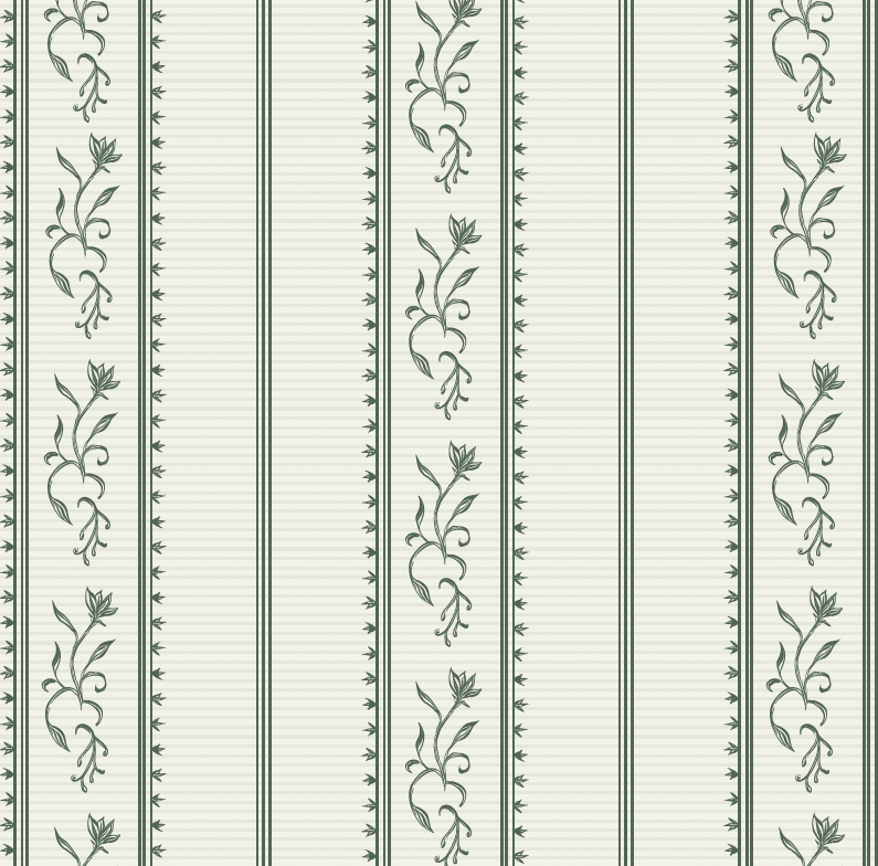 Shayne Floral Stripe Wallpaper by Aubrey Fairchild - Sample 1 foot by 1 foot / Dark Green - Loomwell Home Goods