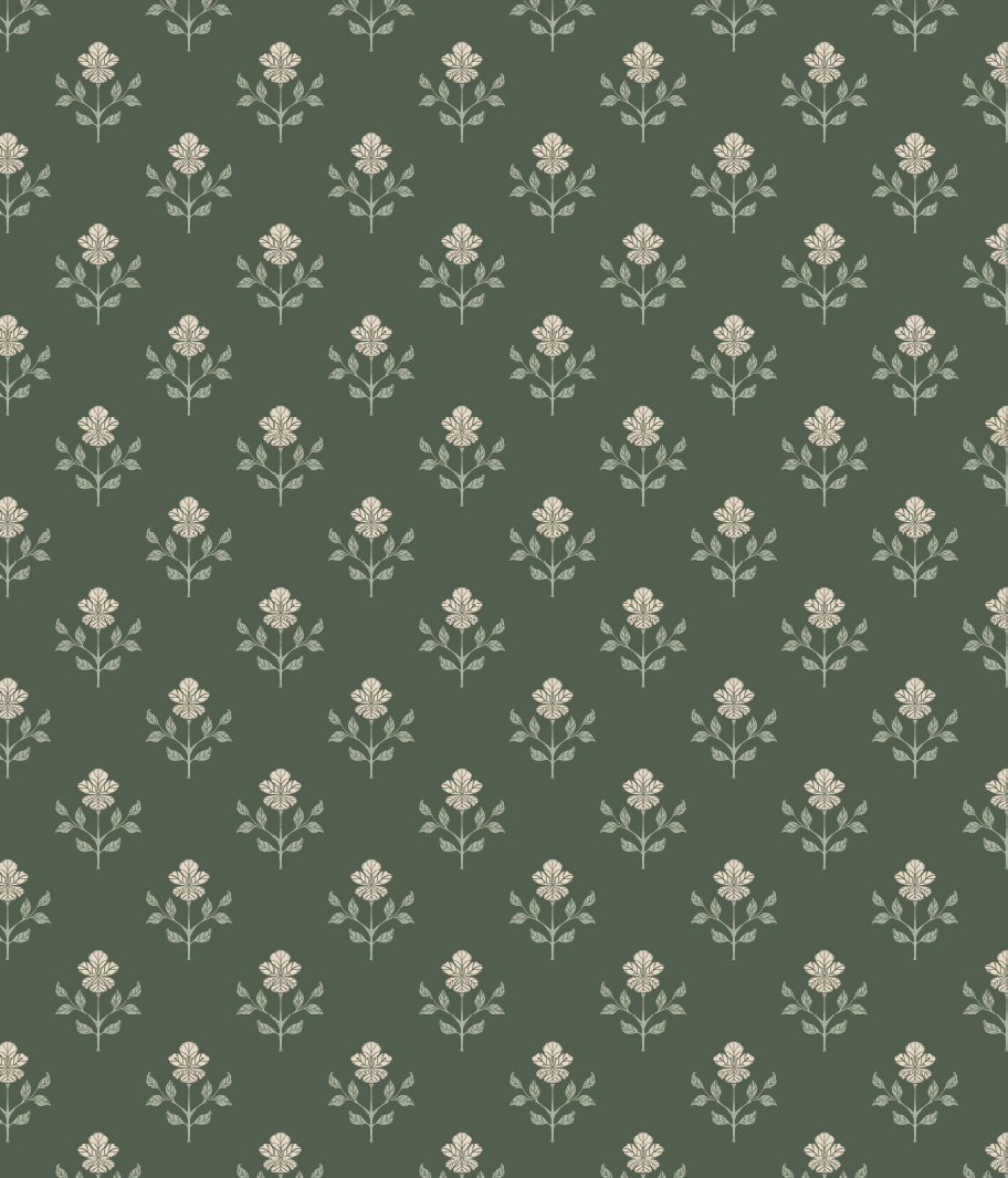 Shiloh Flower Wallpaper by Beeky Illustration - Sample 1 foot by 1 foot / Green - Loomwell Home Goods