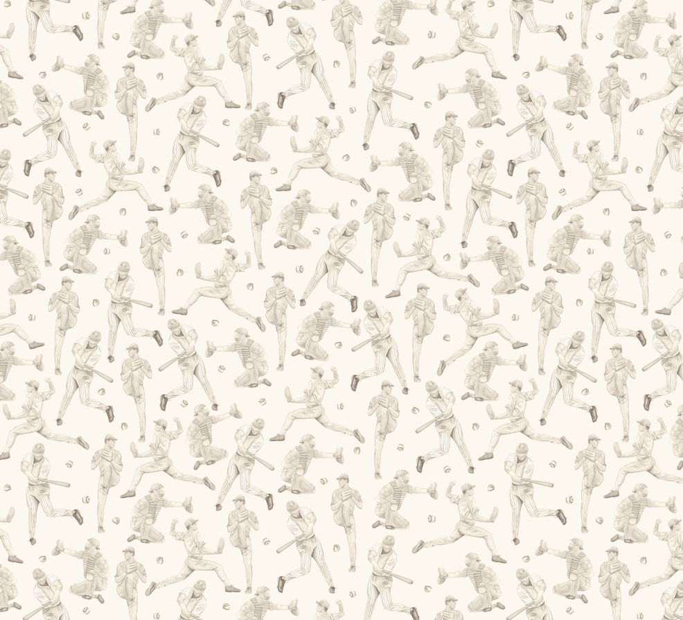 Robinson Baseball Wallpaper by Hailey Kiefer Designs - Loomwell Home Goods
