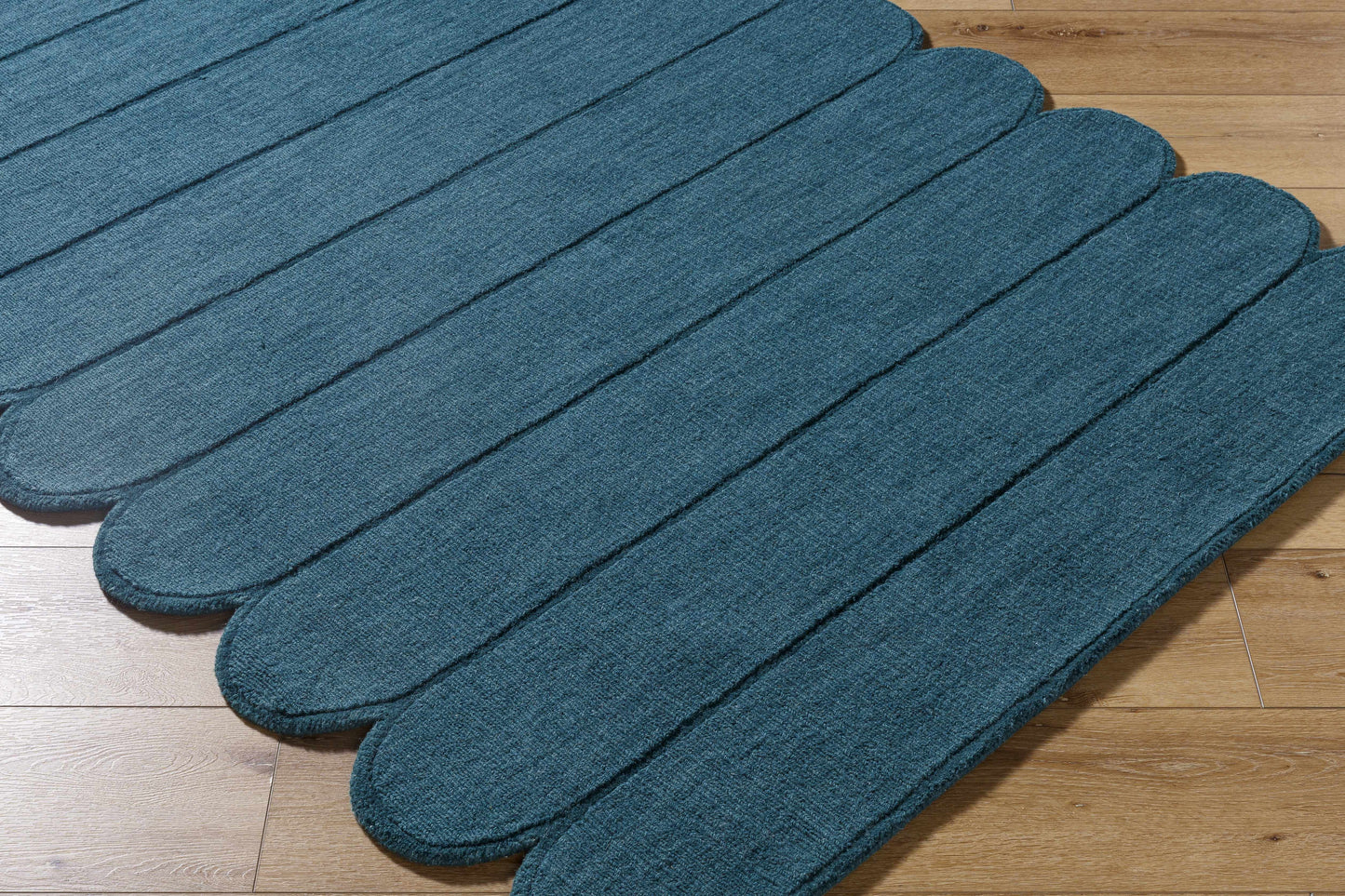 Modern Blue Scalloped Wool Area Rug - Boutique Rugs