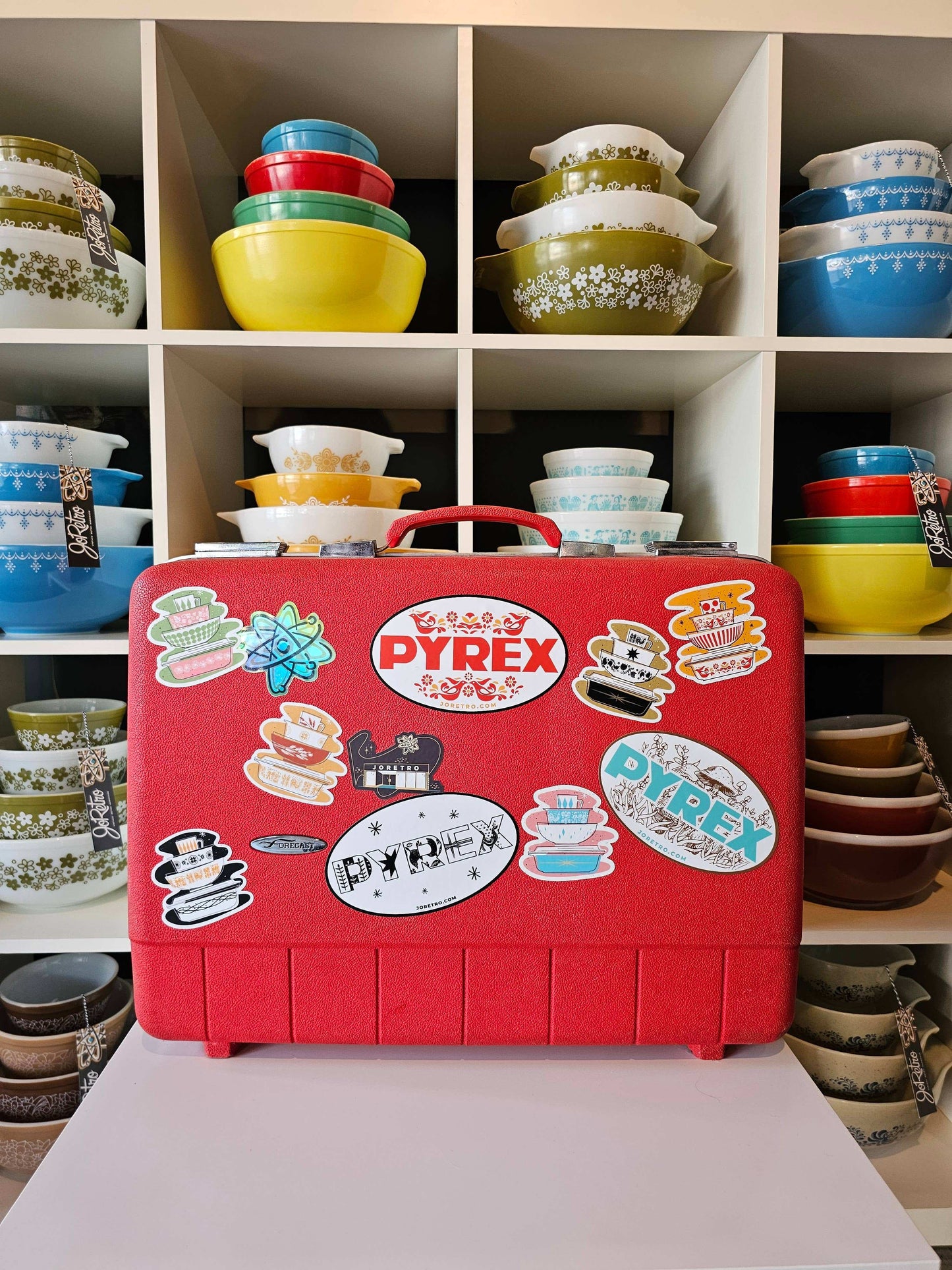 Pyrex Sticker - Turquoise Starburst Bowl Stack