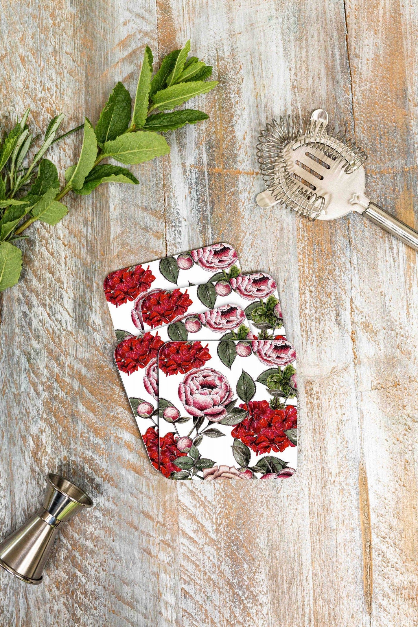 Coaster Set - In Full Bloom - Set Of 4 Coasters - Toasted Crumpet