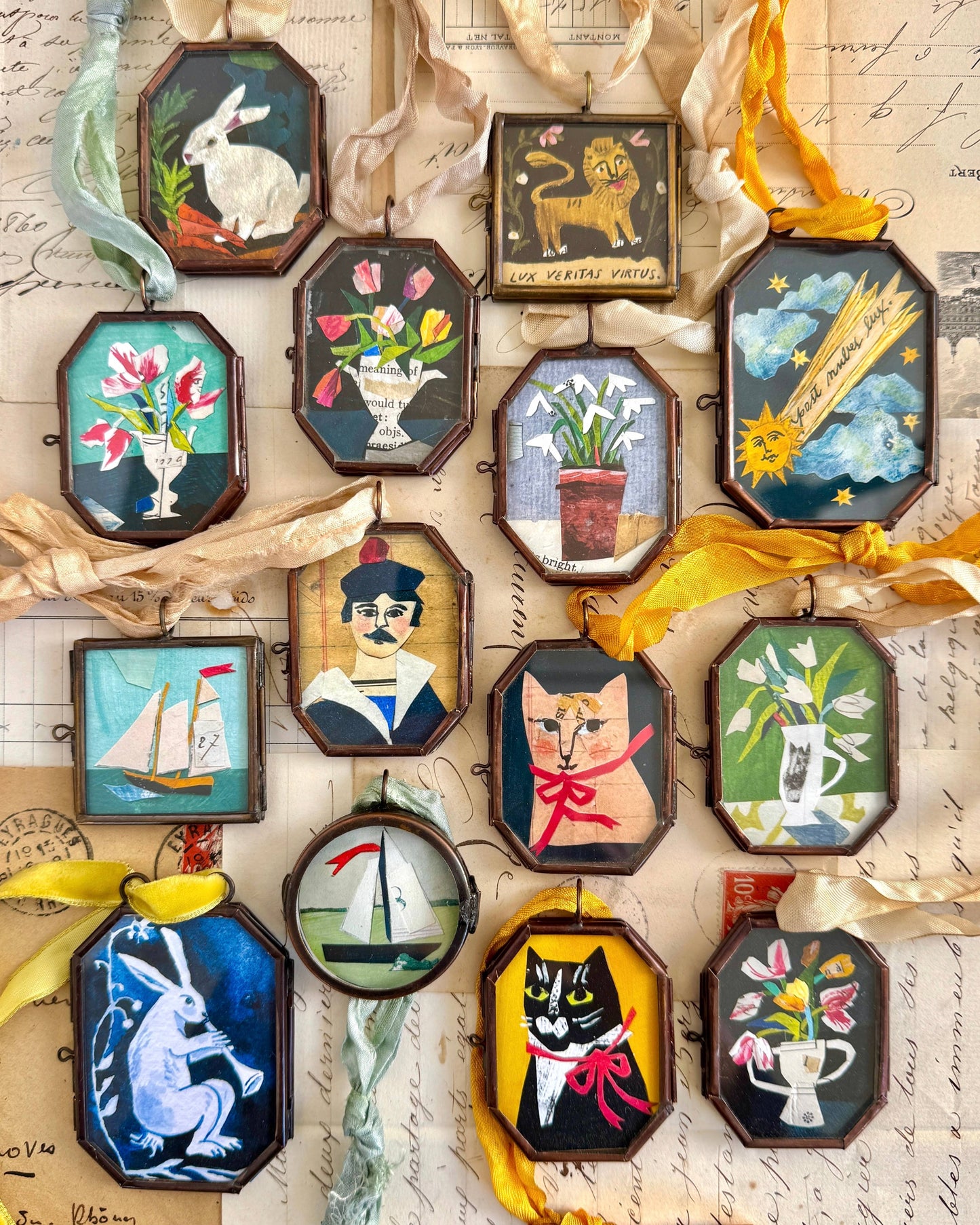 Tulips in Urn - Small Locket Art Miniature