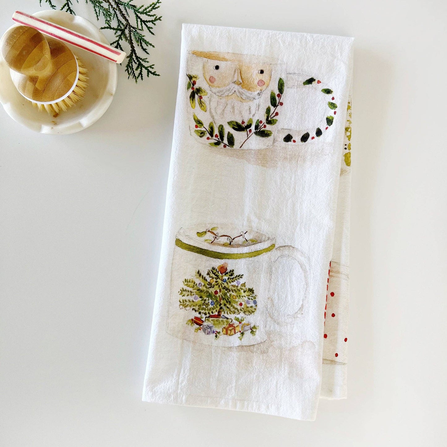 Kitchen Tea Towel - Christmas Mugs by Emily Lex - emily lex studio