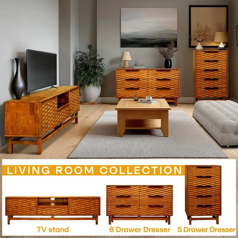 Dresser with 6 Drawers - Acacia - for Stylish Storage Solutions - Megsu