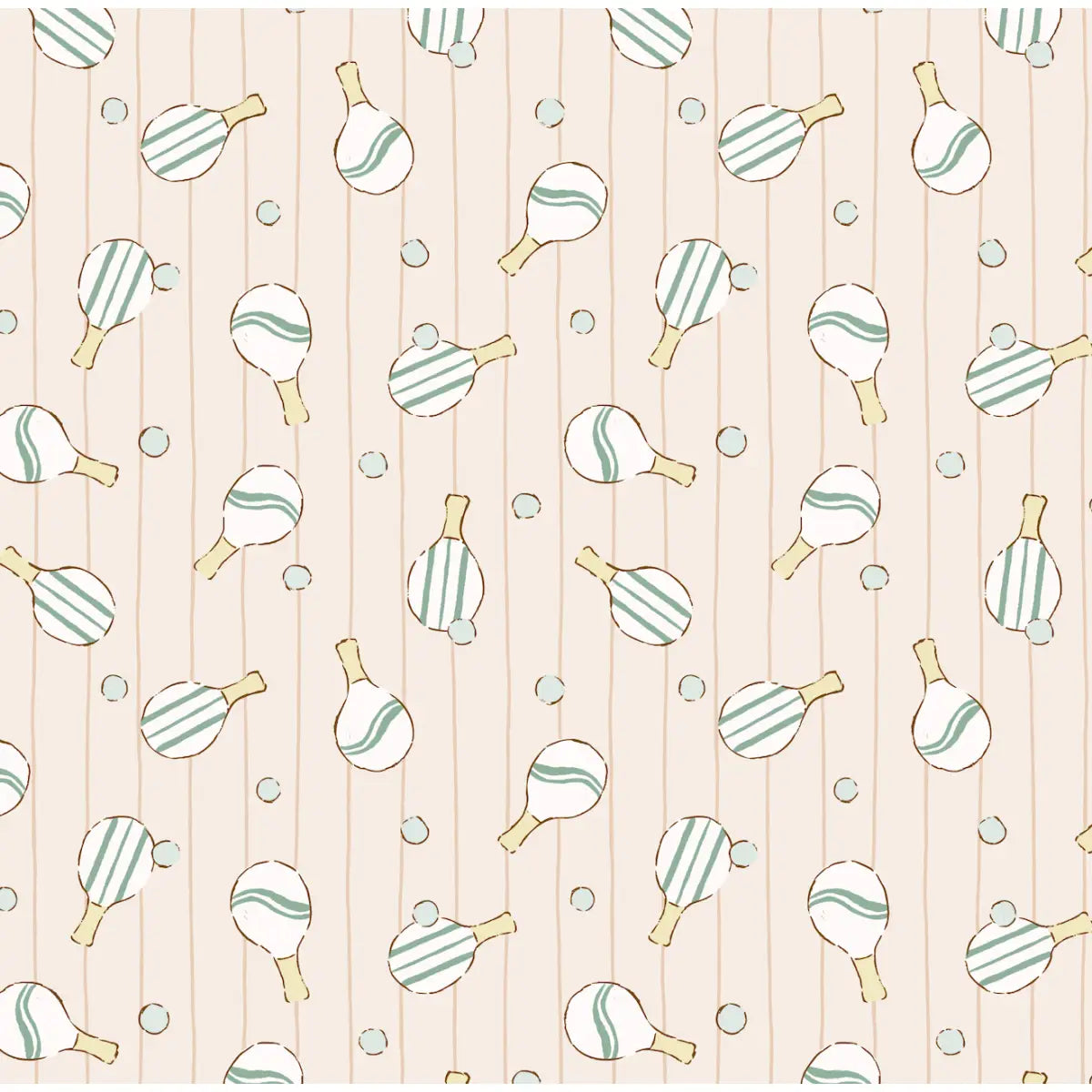 Ace Wallpaper - Pickleball Ping Pong - by Eva Catherina - Sample 1 foot by 1 foot / Peach - Loomwell Home Goods