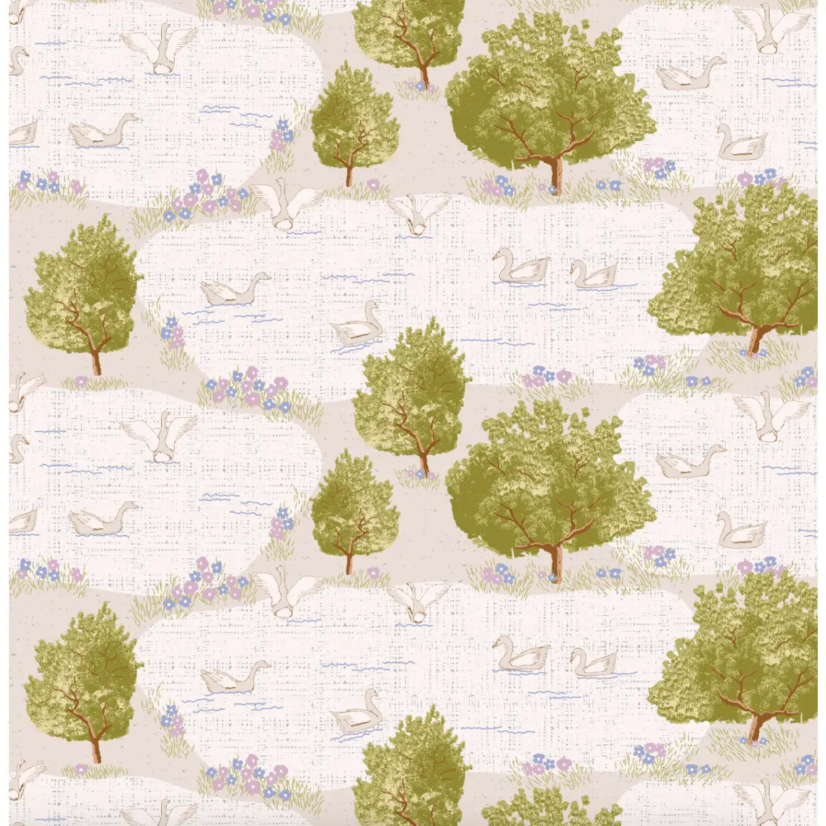 Adler Wallpaper - Duck Pond and Trees - by Jun Shu Create - Loomwell Home Goods