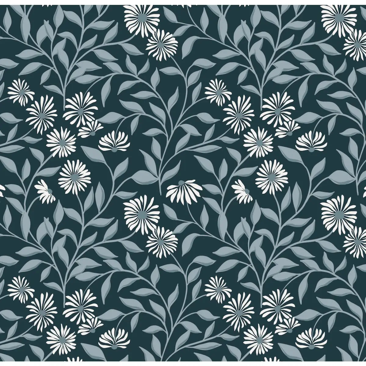 Adrian Wallpaper - Winding Daisies - by Lisee Ree - Sample 1 foot by 1 foot / Light Blue - Loomwell Home Goods