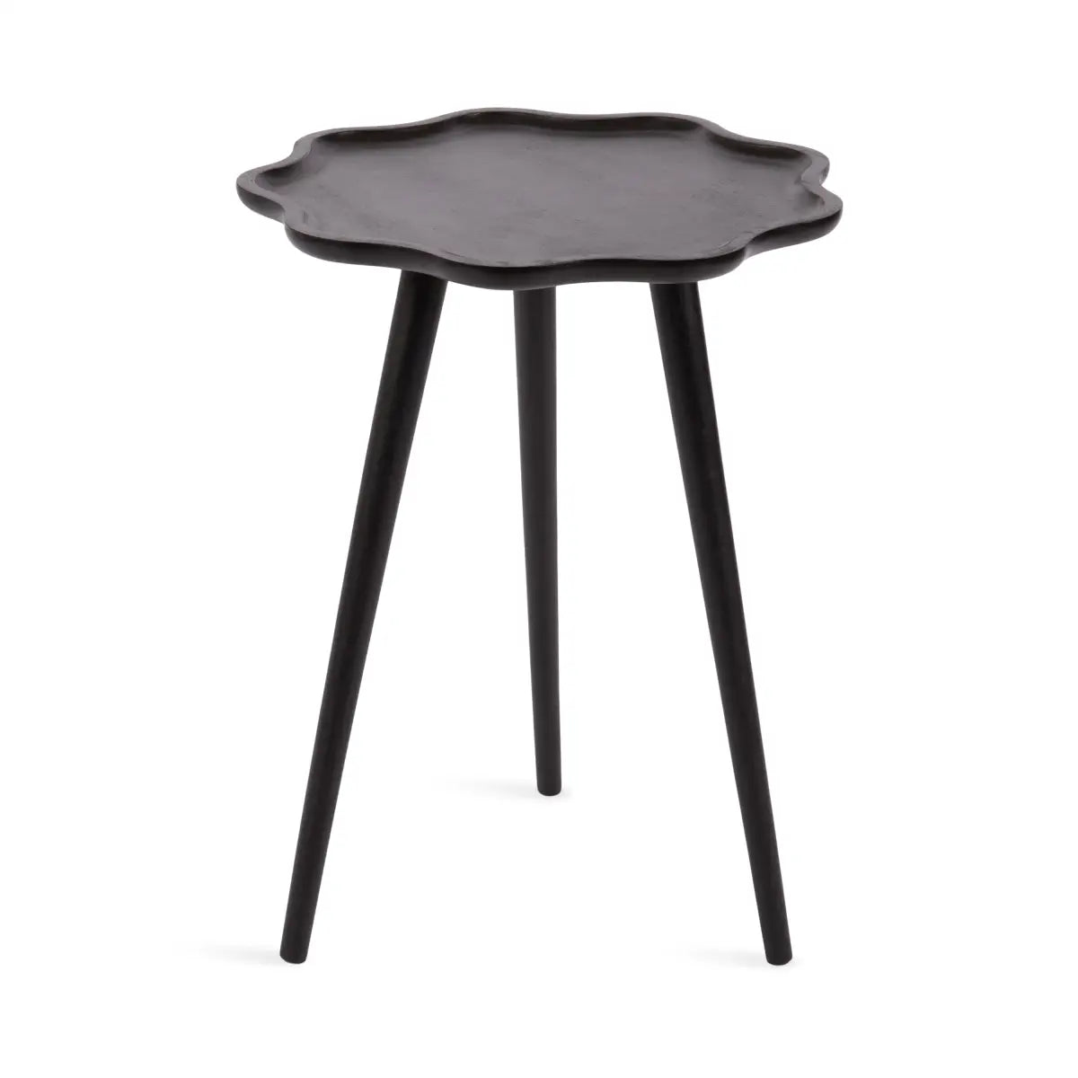 Alezar Scallop Wood Side Table - Black / 19x19x24 - kateandlaurel