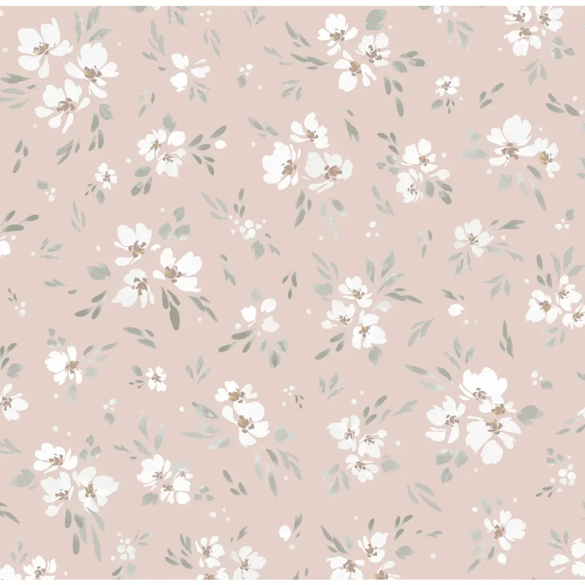 Alina Wallpaper - Soft Floral - by Melissa Johnson Design - Sample 1 foot by 1 foot / Pink - Loomwell Home Goods