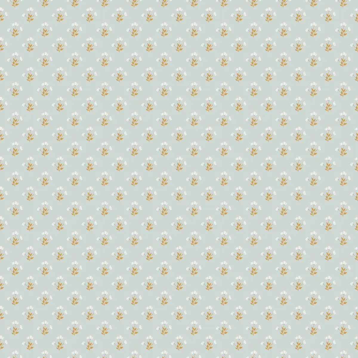 Alyce Wallpaper - Block Print Flowers - by Megan Cabaj - Sample 1 foot by 1 foot / Blue - Loomwell Home Goods
