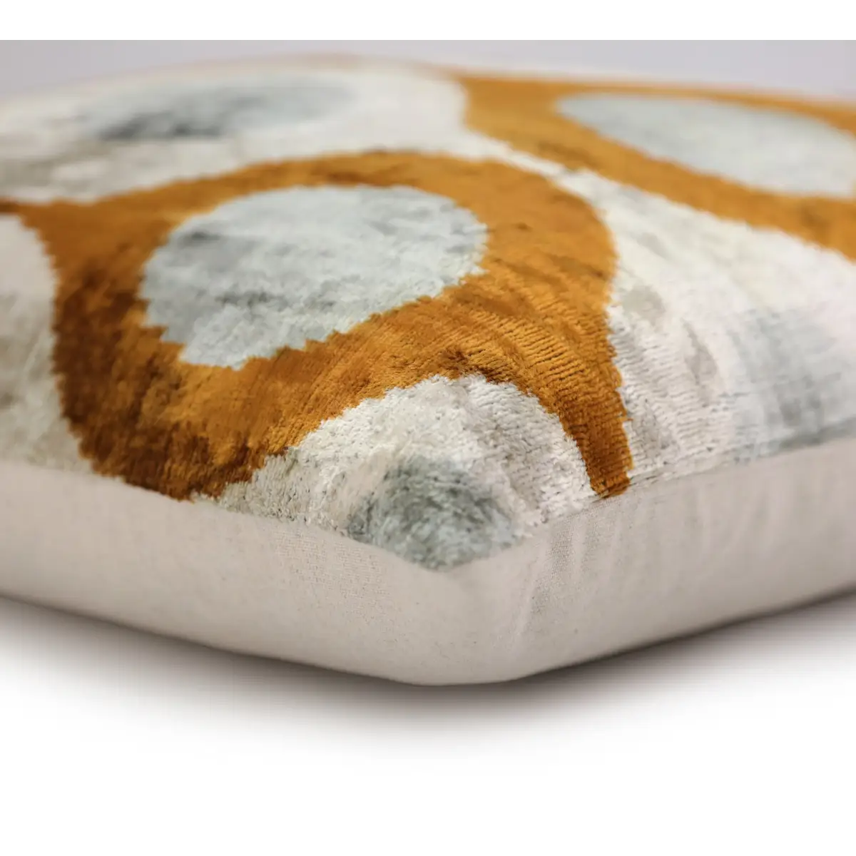 Amber Gray Silk Velvet Pillow – 16x16 Handmade Luxury Geometric Cushion - Canvello