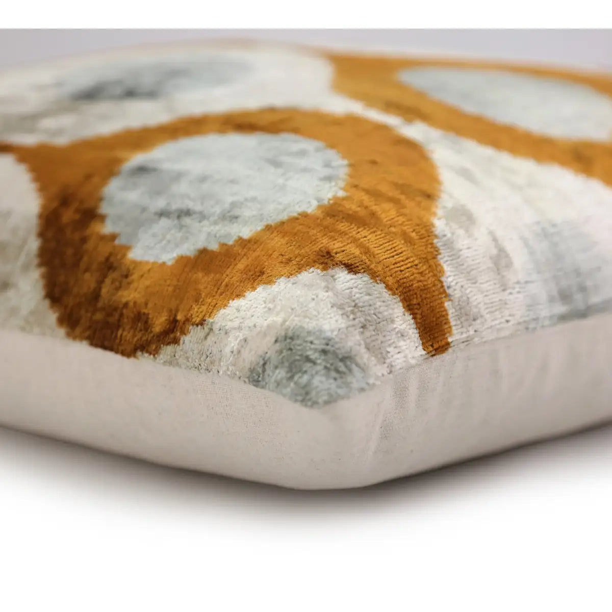 Amber Gray Silk Velvet Pillow – 16x16 Handmade Luxury Geometric Cushion - Canvello