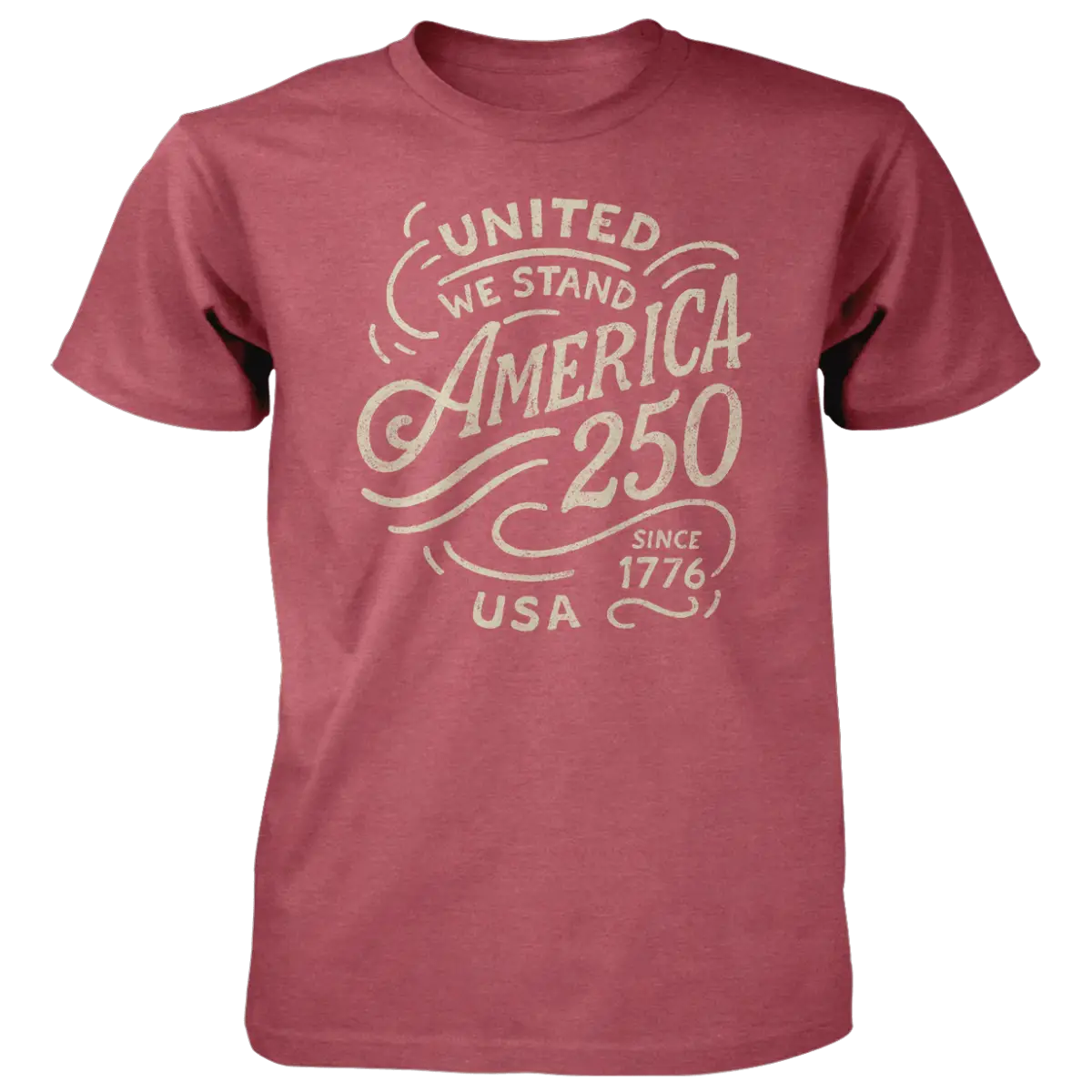 America 250 T-Shirt - United We Stand - Blue or Red - Heather Cardinal Red / M - American Traditions