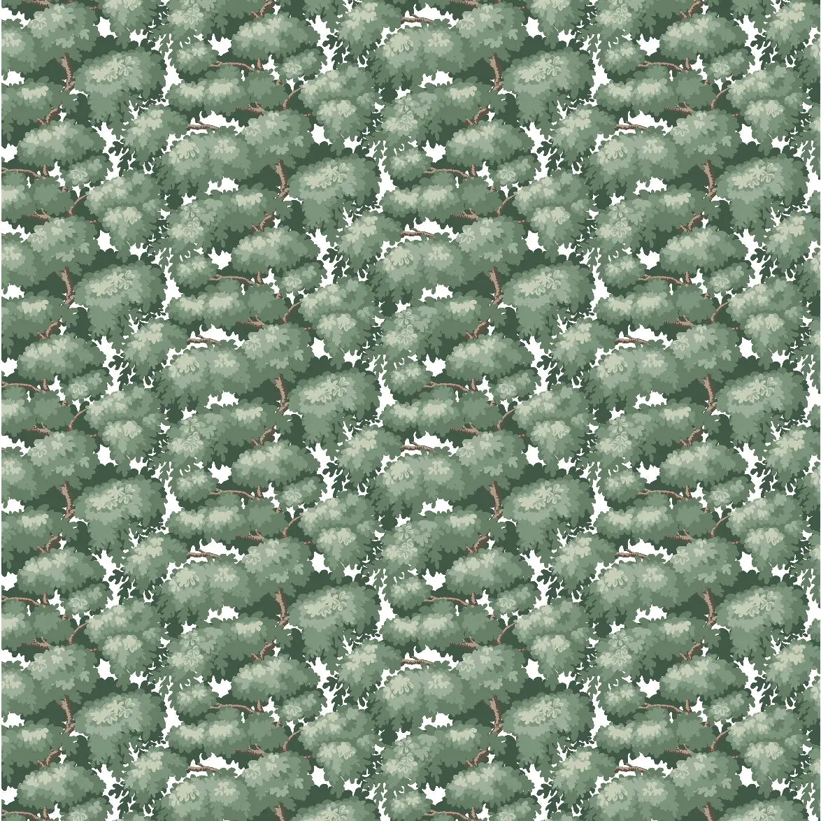 Anders Wallpaper - Trees - by Bear Bell - Sample 1 foot by 1 foot / Green - Loomwell Home Goods