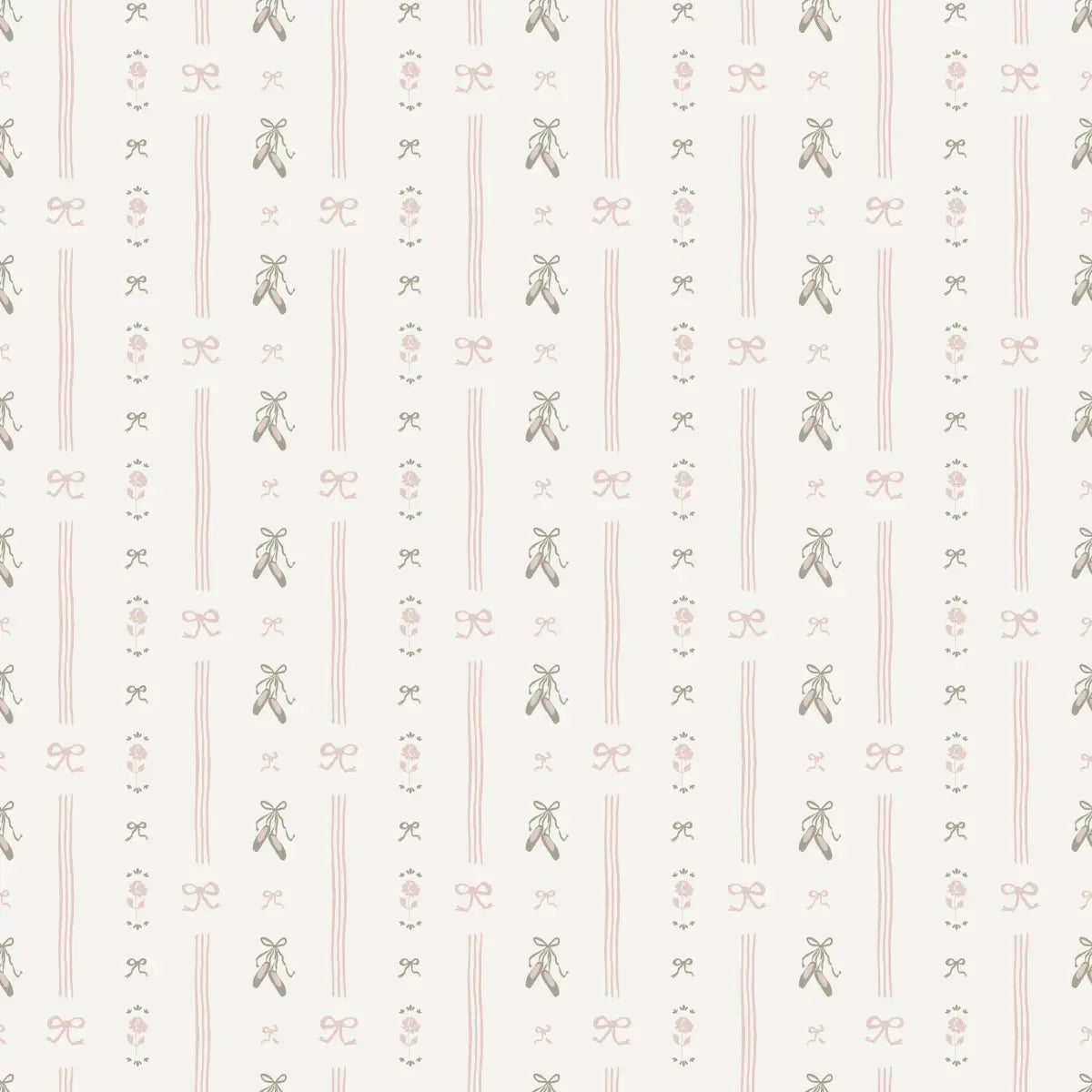 Anna Wallpaper - Sweet Ballet Slippers for Baby - by Creating to Love - Sample 1 foot by 1 foot / Green - Loomwell Home