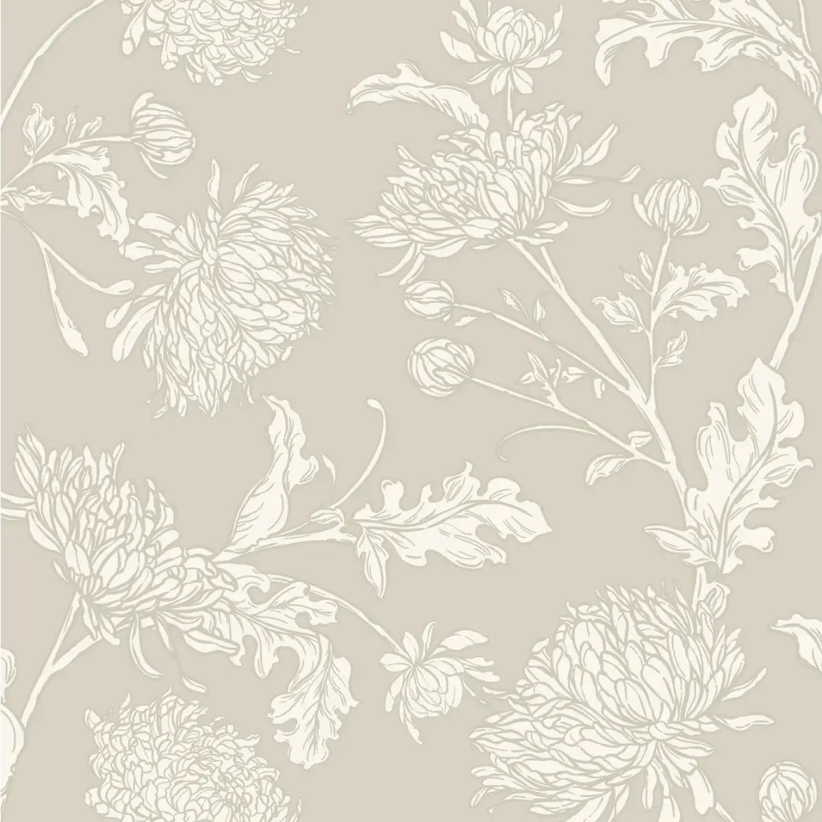 Archie Wallpaper - Flower Vines - by Taddy Mikelaites - Sample 1 foot by 1 foot / Light Neutral - Loomwell Home Goods