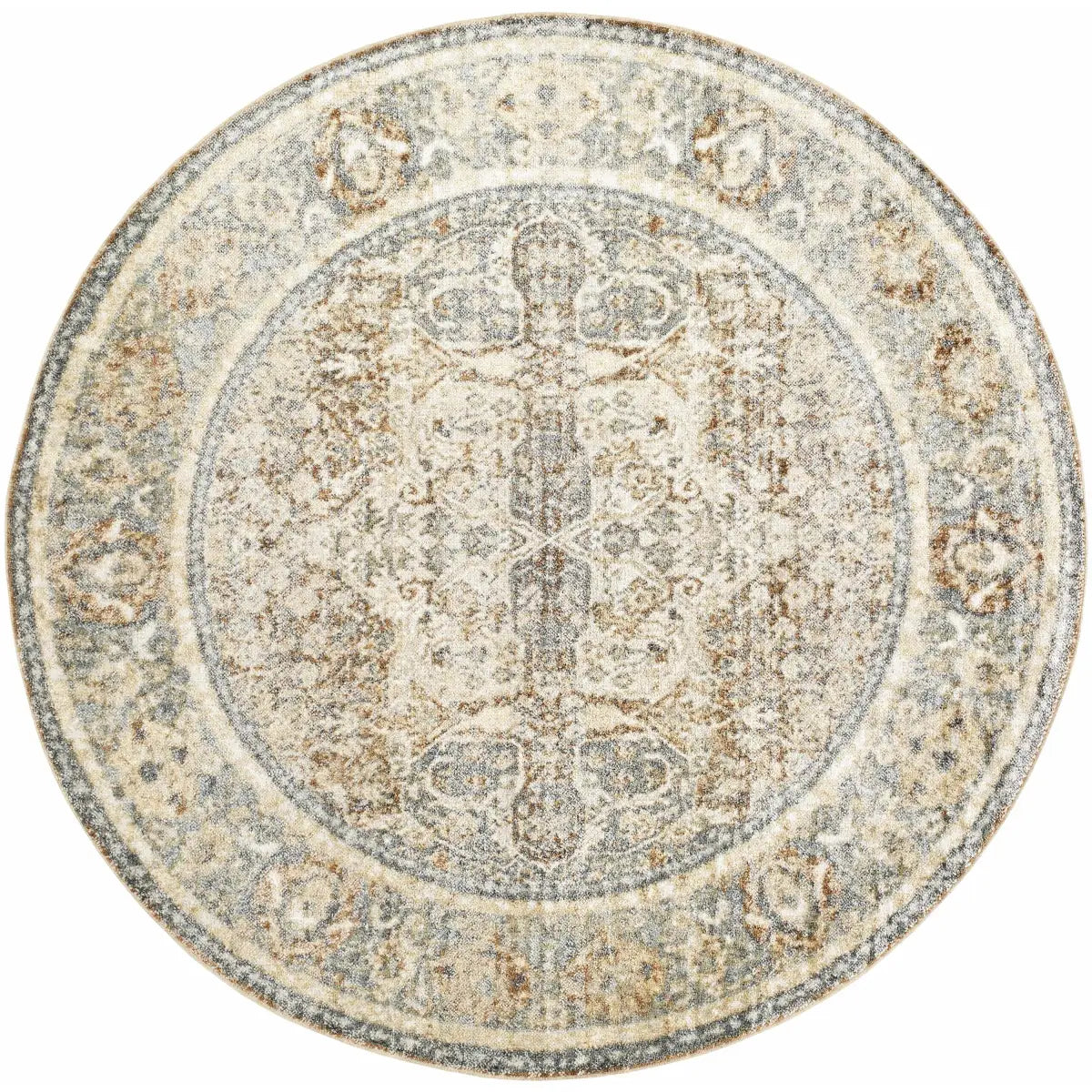 Arias Beige Blue Washable Area Rug - Boutique Rugs