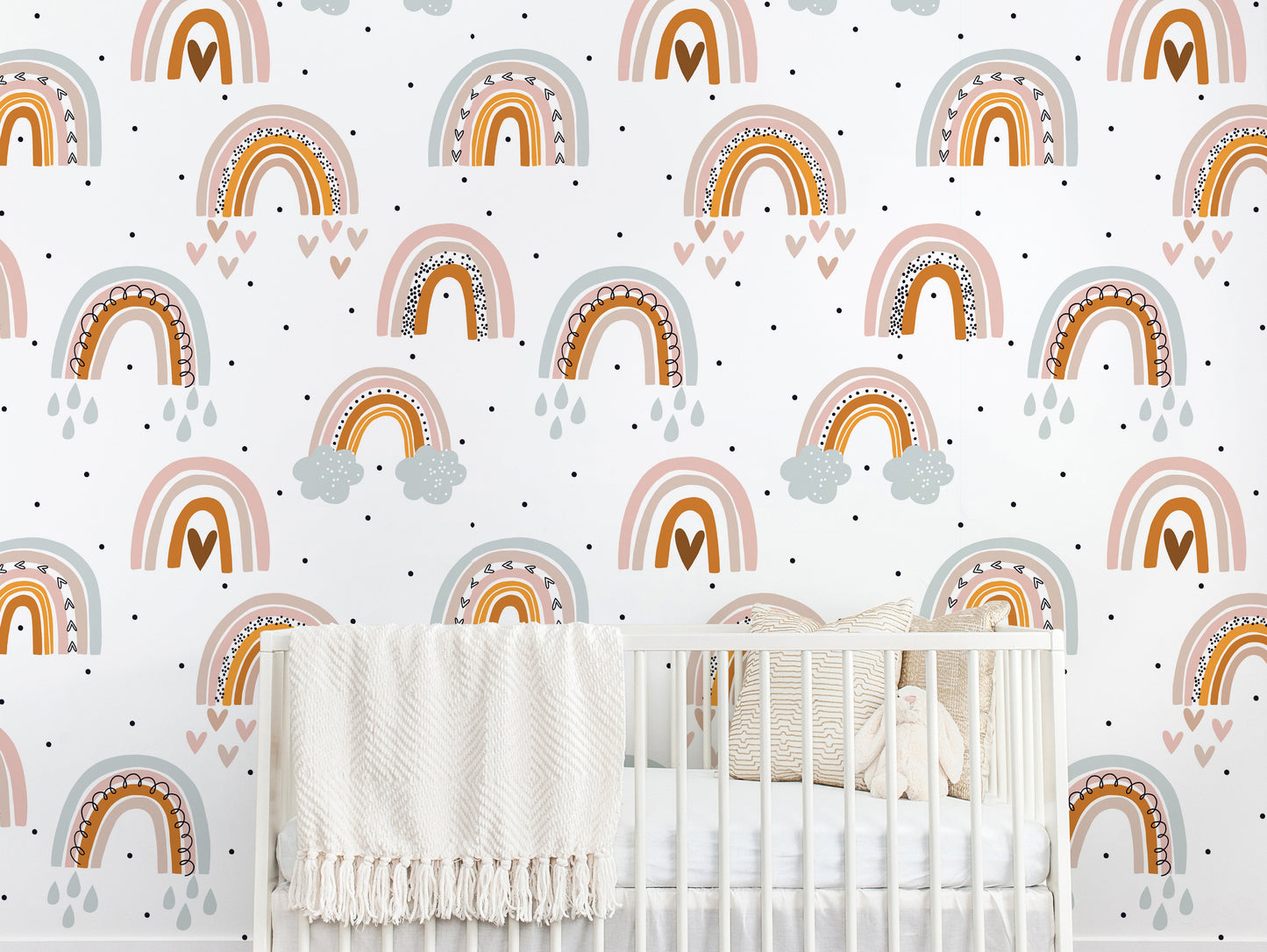 Ari Hearts and Rainbows Wallpaper - Loomwell Home Goods