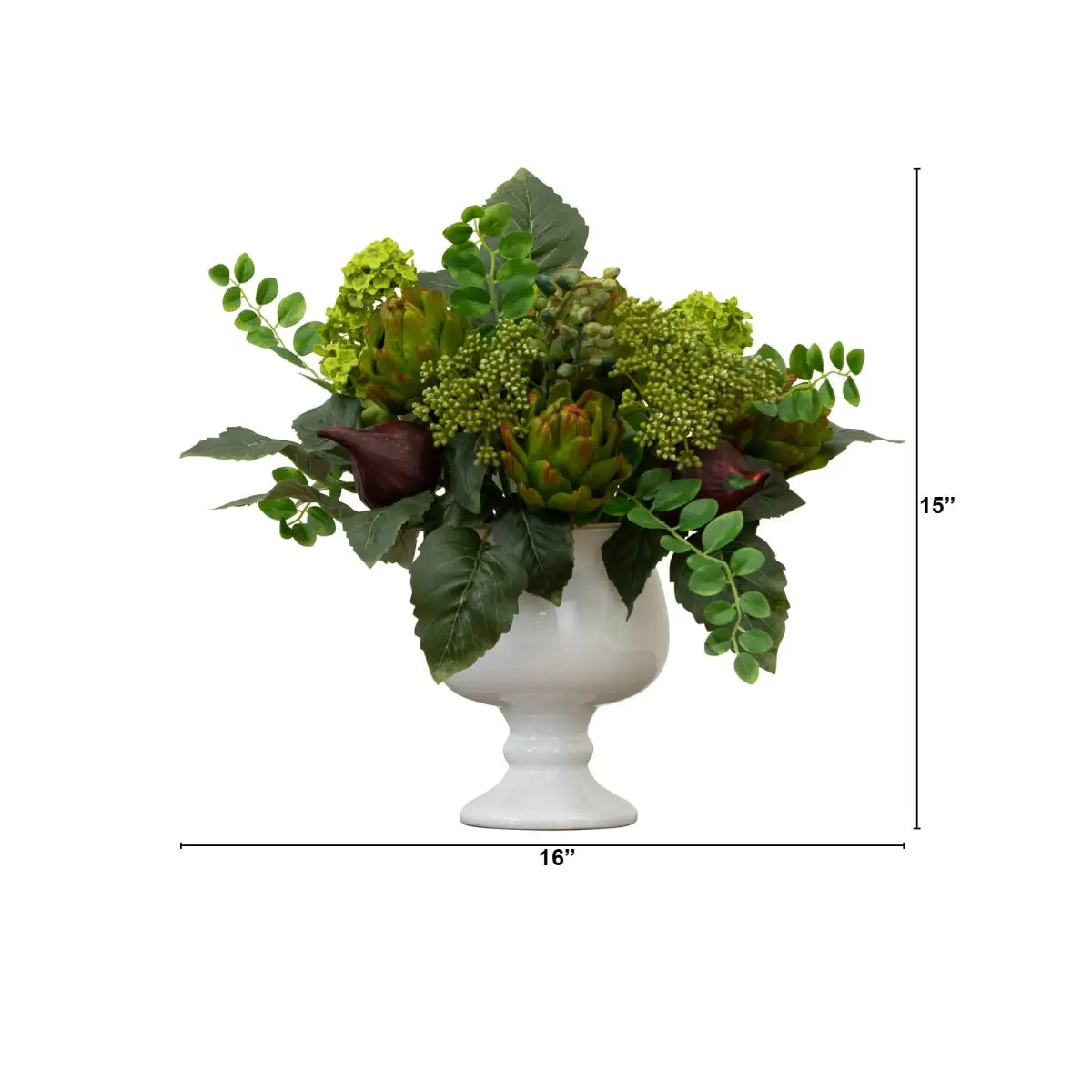 Artichoke and Hydrangea Silk Flower Arrangement - Nearly Natural