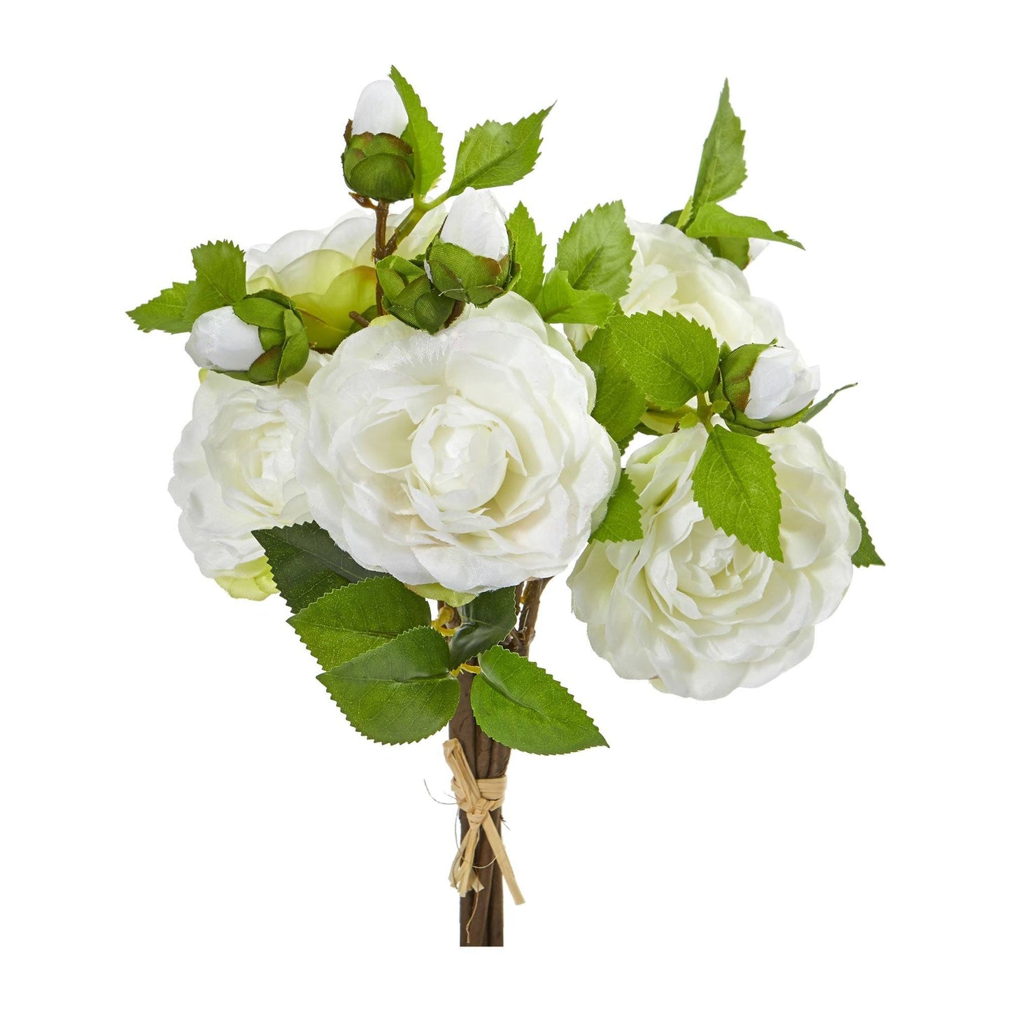 11” Camellia Artificial Flower Bouquet (Set of 4) - White - Nearly Natural