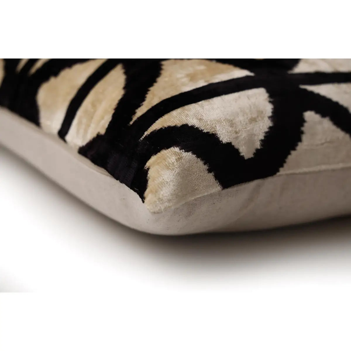 Artisan Geometric Silk Velvet Pillow - Beige Bronze & Gold 20x20 - Canvello