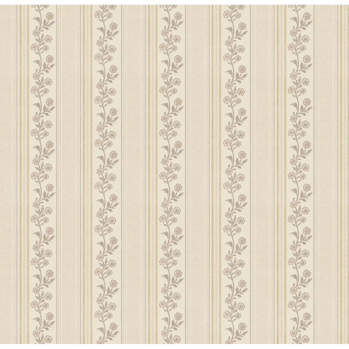Auggie Wallpaper - Floral Stripe - by Bloomery Decor - Sample 1 foot by 1 foot / Sand - Loomwell Home Goods