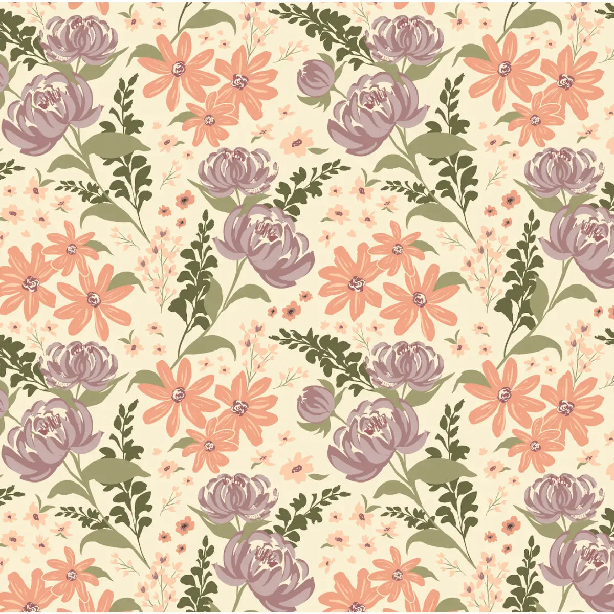 Aurelia Wallpaper - Flowers - by Hearten Design - Sample 1 foot by 1 foot / Peach - Loomwell Home Goods