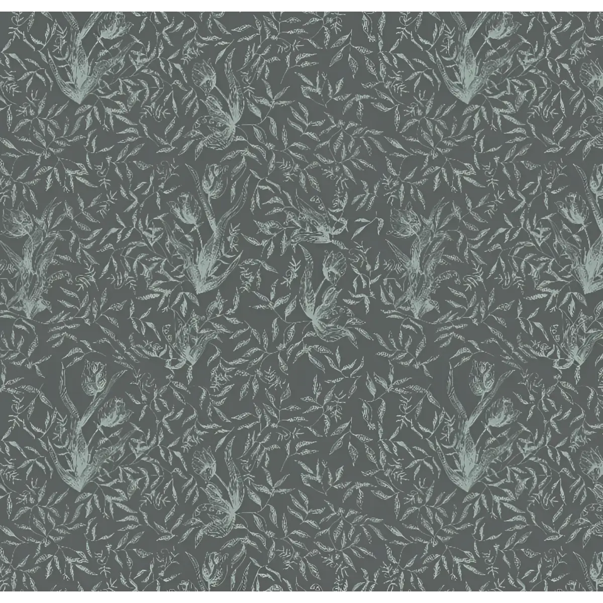 Austen Wallpaper - Botanical Tulips Drawings - by Of Lilies and Fields - Sample 1 foot by 1 foot / Dark - Loomwell Home