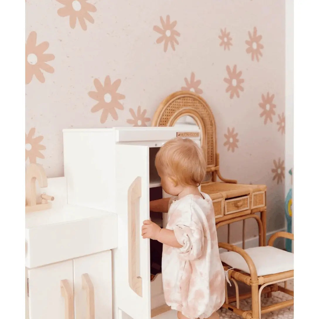 Avery Wallpaper - Beige Daisies - Loomwell Home Goods