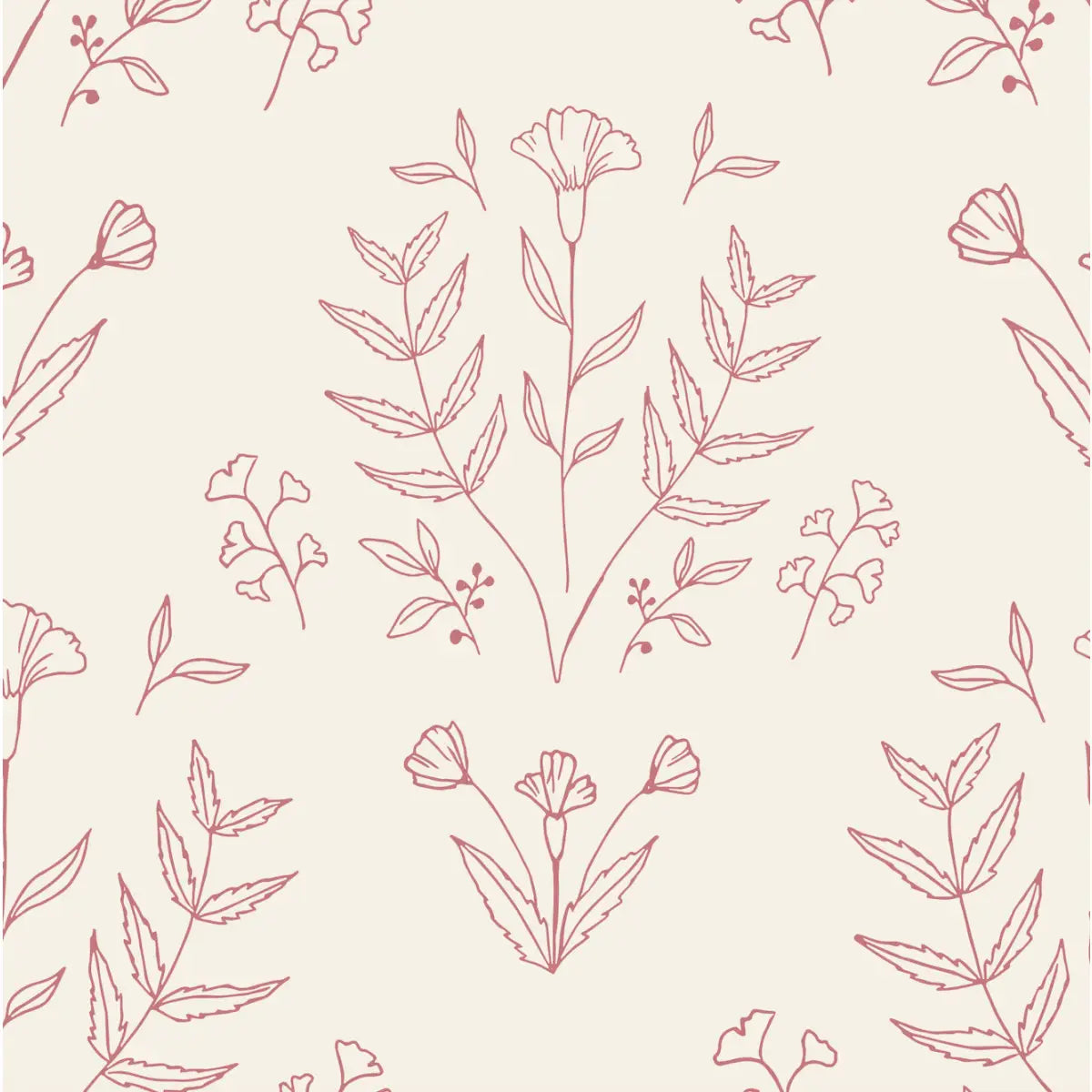 Ayla Wallpaper - Folk Flowers - by Manvi Semalty - Sample 1 foot by 1 foot / Pink - Loomwell Home Goods