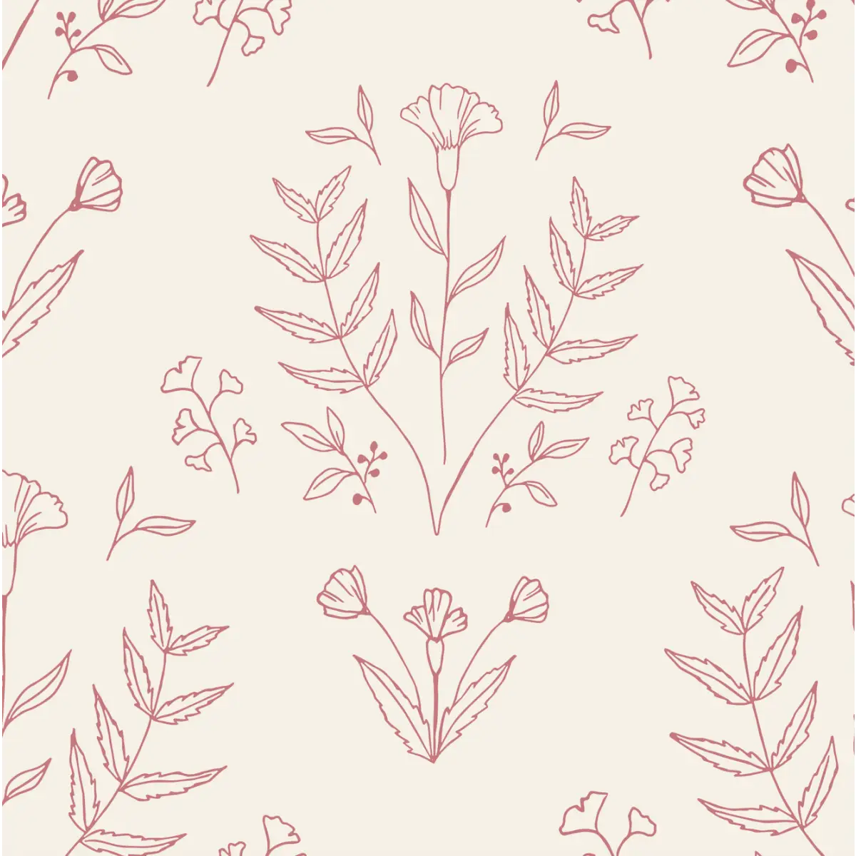 Ayla Wallpaper - Folk Flowers - by Manvi Semalty - Sample 1 foot by 1 foot / Pink - Loomwell Home Goods