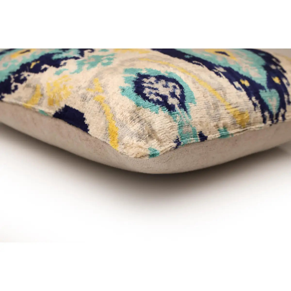 Azure & Gold Medallion Silk Velvet Pillow - 20’’ x 20’’ - Canvello