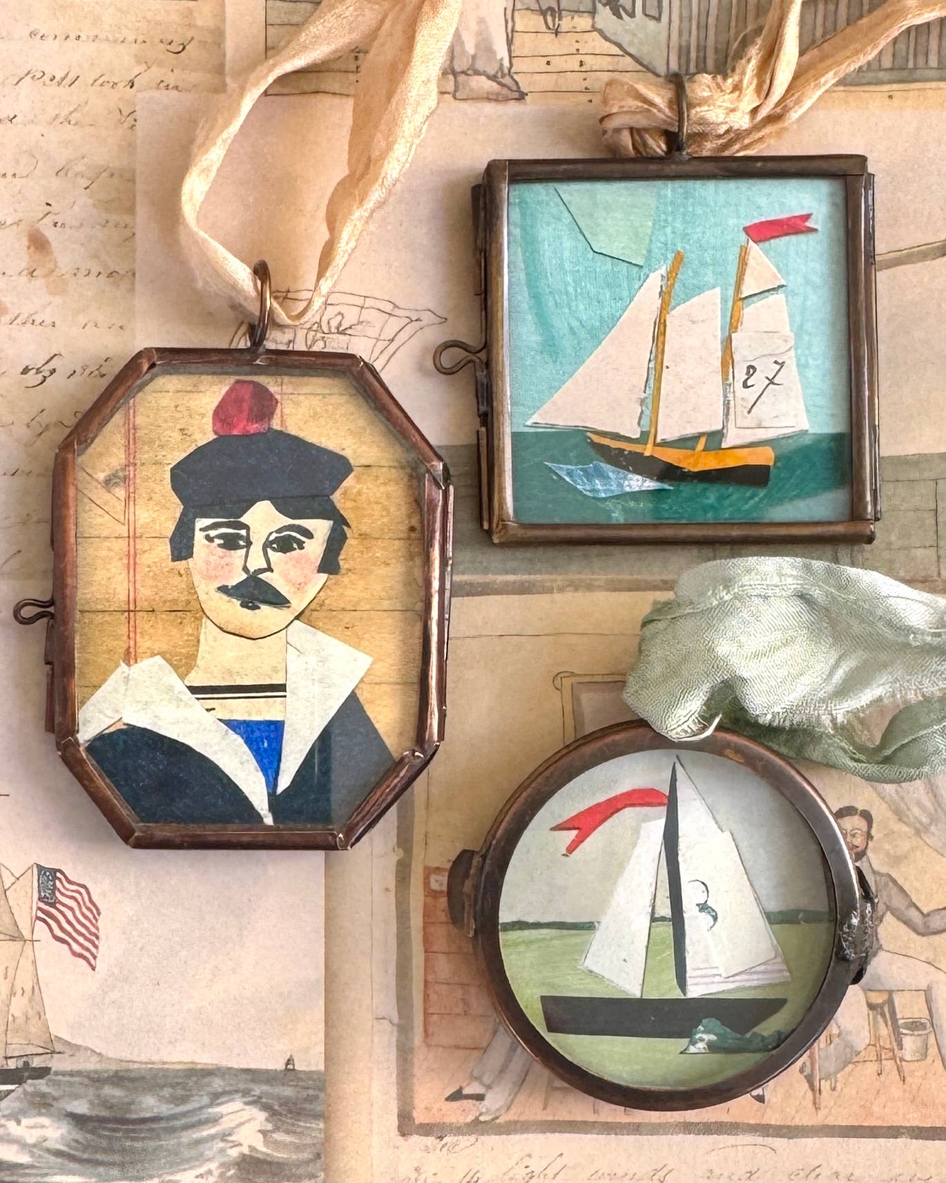 Small Sail - Small Locket Art Miniature