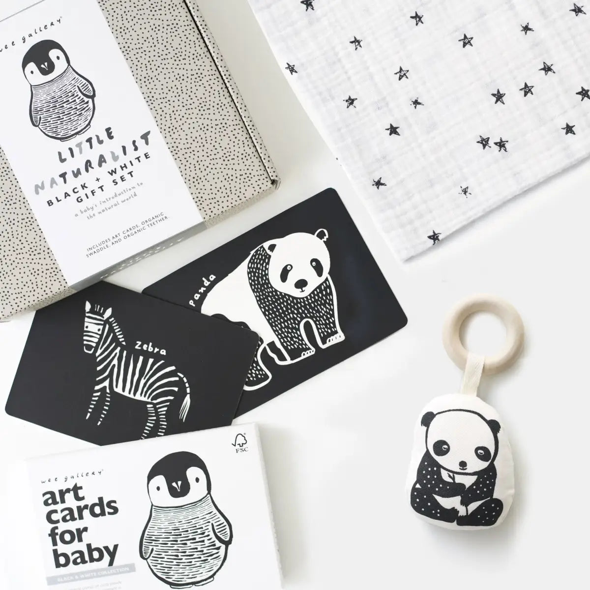 Baby Gift Set - Black + White - Newborn Toy - Wee Gallery