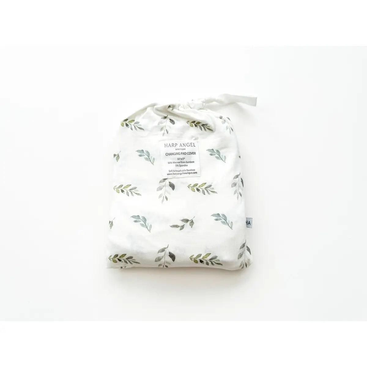 Bamboo Changing Pad Cover - Green Leaves - Harp Angel Boutique