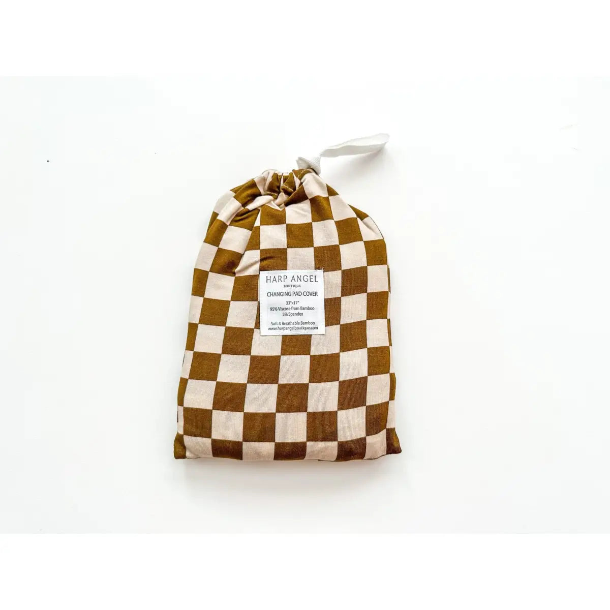 Bamboo Changing Pad Cover - Toffee Checkered - Harp Angel Boutique