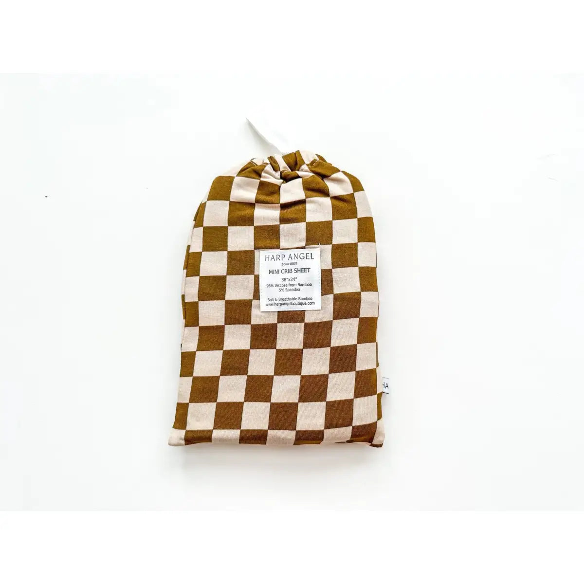 Bamboo Fitted Crib Sheet - Toffee Checkered - Harp Angel Boutique