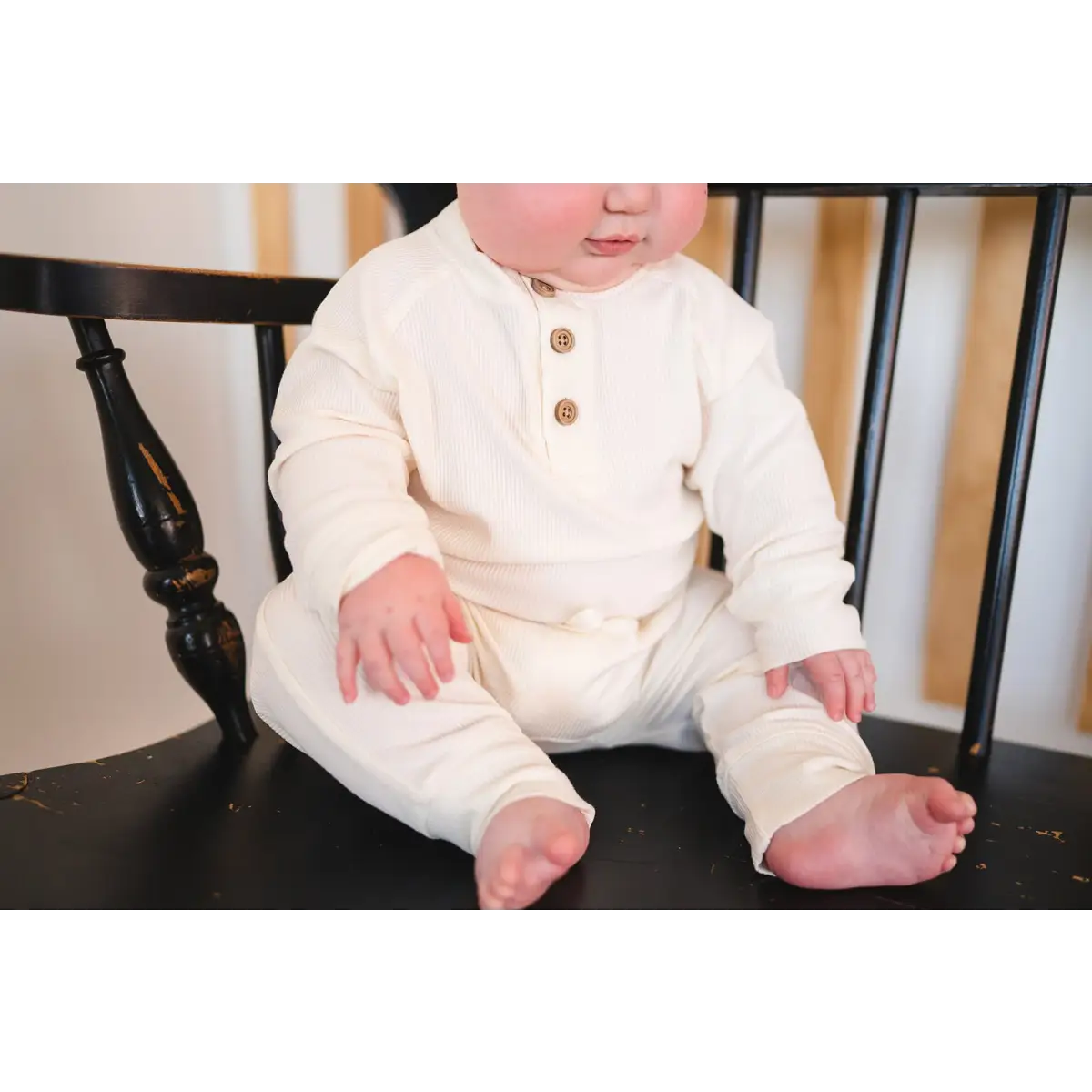 Bamboo Jogger Pants - Cream Ribbed - Harp Angel Boutique