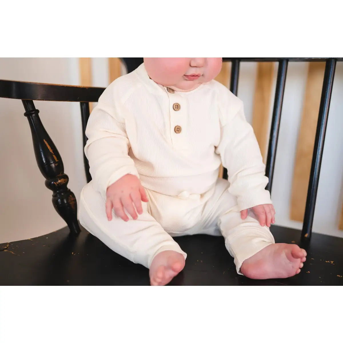 Bamboo Jogger Pants - Cream Ribbed - Harp Angel Boutique