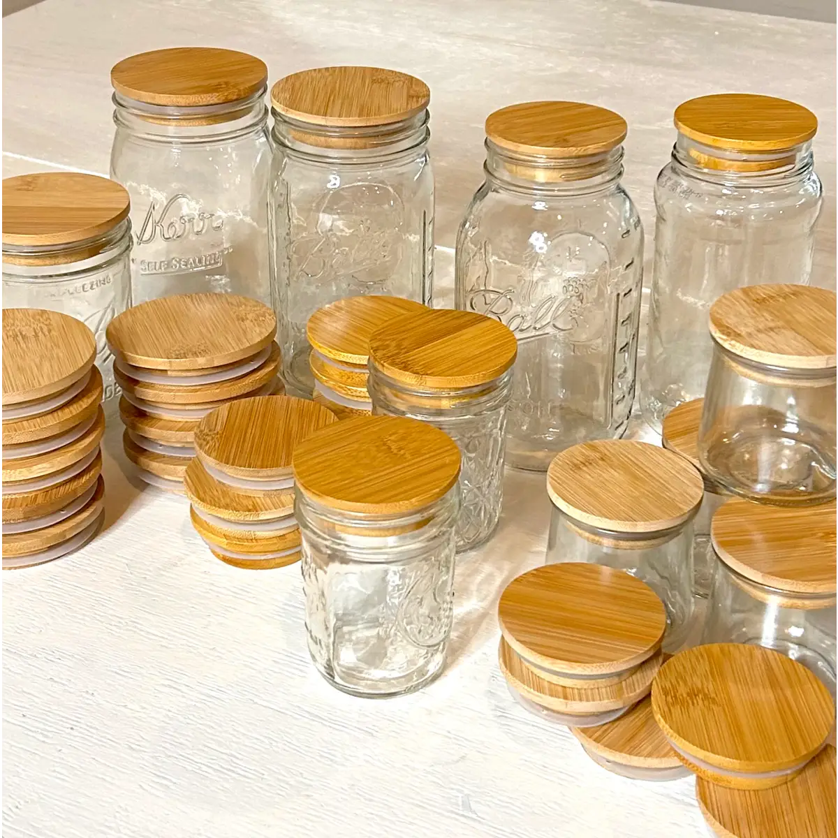 Bamboo Mason Jar Lid - Wide Mouth - Bamboo Switch