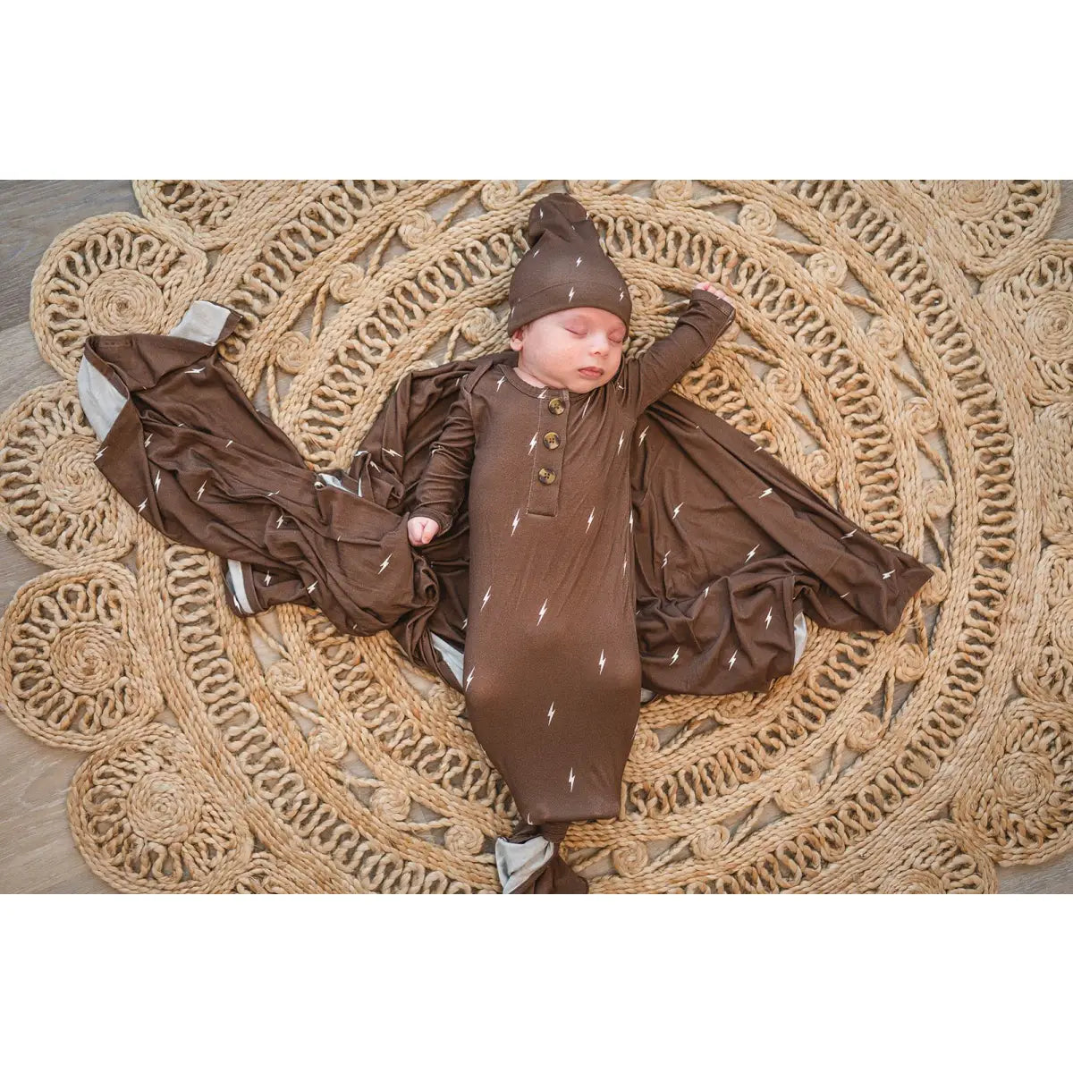 Bamboo Stretch Swaddle - Brown Lightning - Harp Angel Boutique