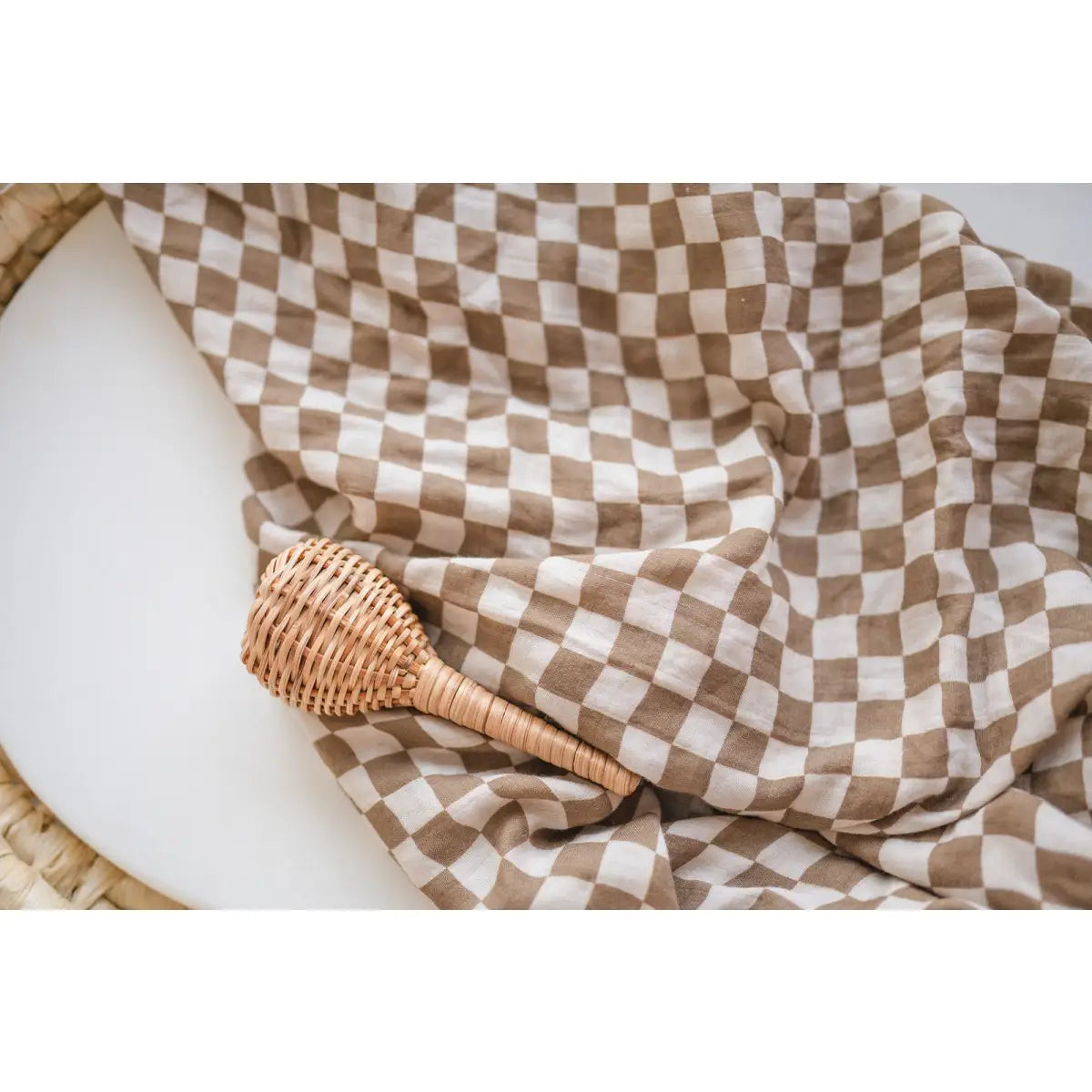 Bamboo Swaddle Blanket - Toffee Checkered - Harp Angel Boutique