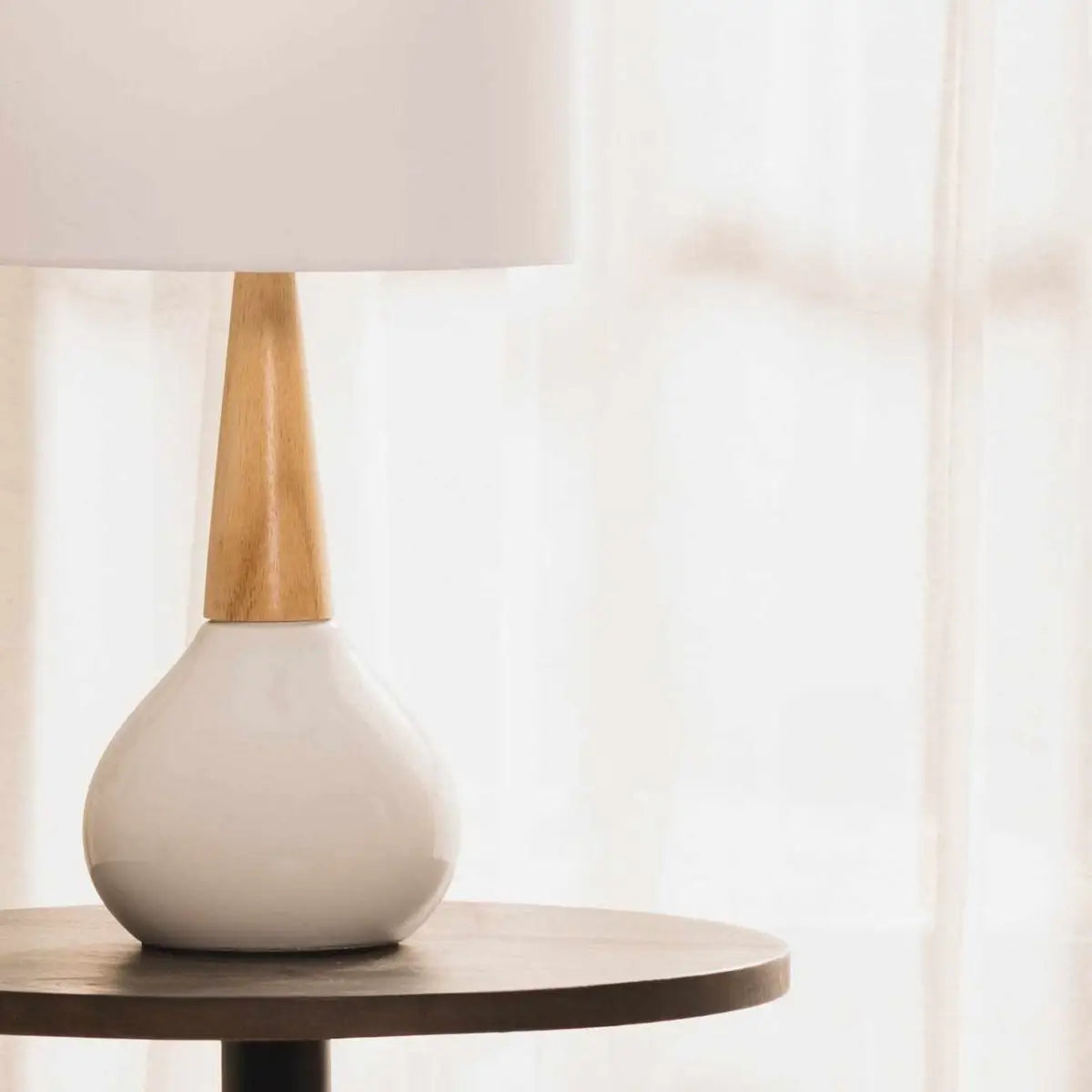 Baugo White Ceramic Table Lamp - 19’’H x 11’’W x 11’’D - Boutique Rugs